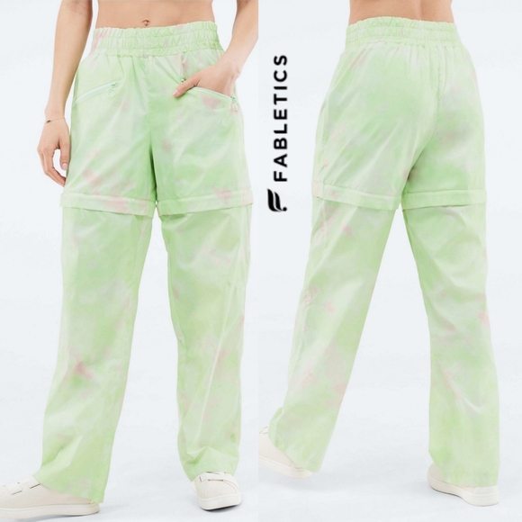 Fabletics kalani convertible zip off jogger pants in aloe ethereal color. - Picture 2 of 10
